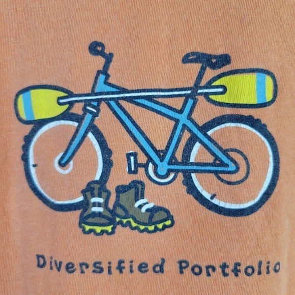 Life is Good Mens Short Sleeve Crewneck T-Shirt Tee Orange Hiking Biking Rafting - Picture 5 of 11